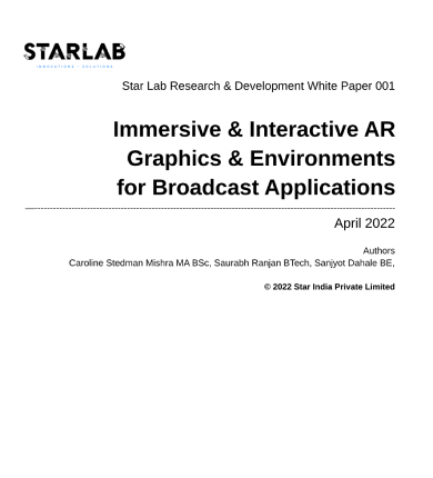  Immersive & Interactive AR Graphics & Environments for Broadcast Applications